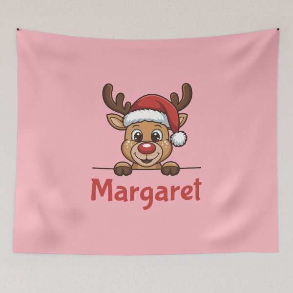 Item preview, Margaret Cute Christmas Reindeer Graphic with Santa Hat | Personalized Holiday Gift Idea designed and sold by 89BLACK.