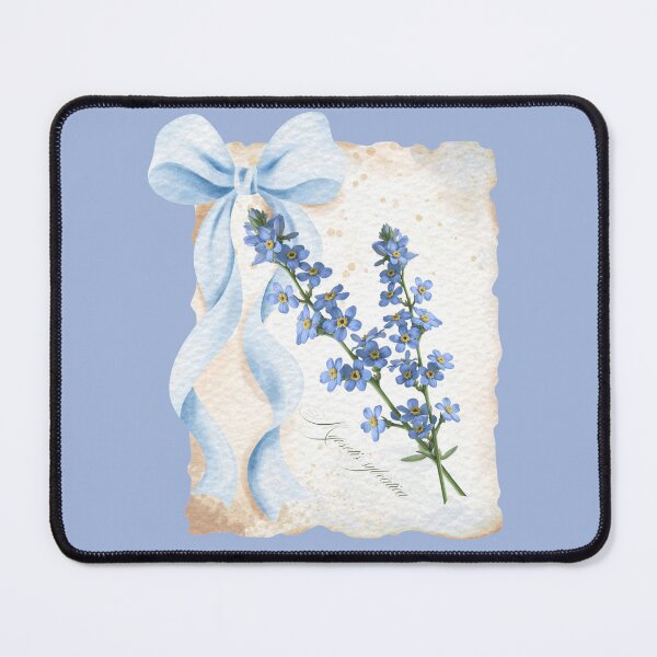 Item preview, Myosotis sylvatica | Forget-Me-Not Sprigs on Watercolor Letter Background with Blue Bow designed and sold by ChristinePartlow.