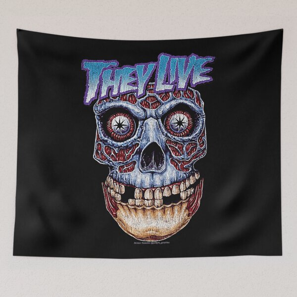 Item preview, They Live Bold Blue Skull Mask designed and sold by DonnaBradsha.