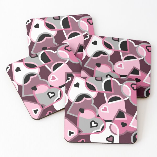 Item preview, Modern Multi-colored Hearts Pattern in Pink Burgundy Grey Rose designed and sold by ABG Inspirational Art.