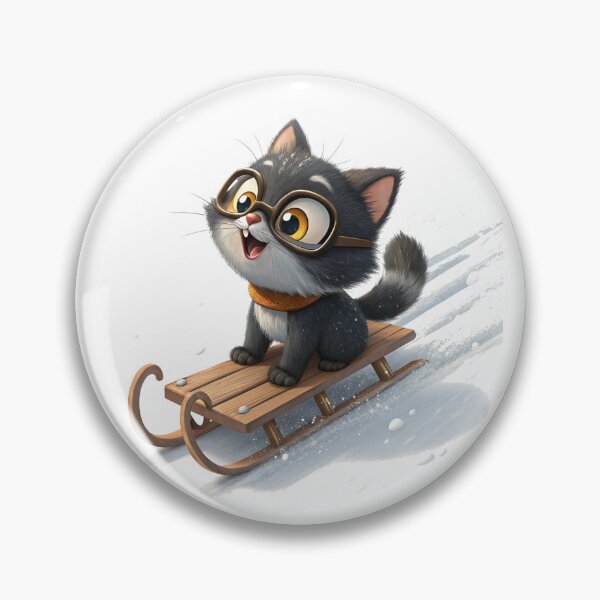 Item preview, Snowcat on a Sled – Cute Winter Cartoon by Vivo Studio designed and sold by VivoStudio.