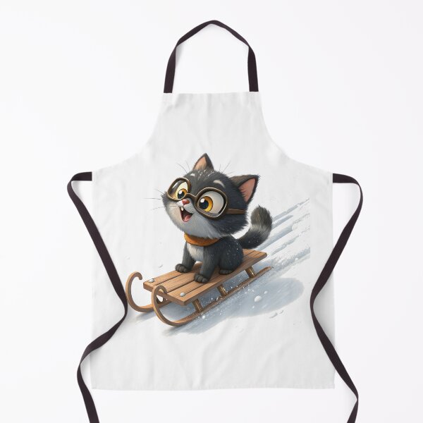 Item preview, Snowcat on a Sled – Cute Winter Cartoon by Vivo Studio designed and sold by VivoStudio.