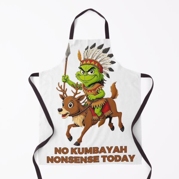 Item preview, No Kumbayah Nonsense Today – Green Grump Riding Reindeer designed and sold by JaaGo PopLab.