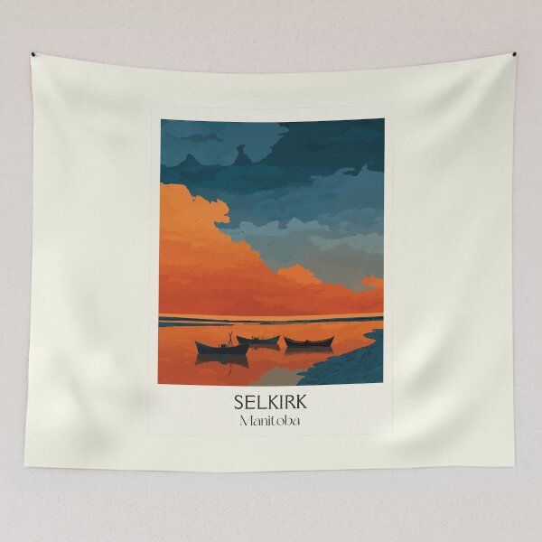 Item preview, Selkirk Manitoba Cityscape | Red River Art Print designed and sold by TuncGK.