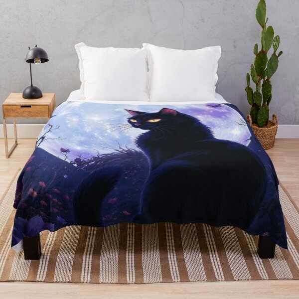 Item preview, Black Cat on the Moon – Silhouette of Night’s Quiet Companion designed and sold by HappySproutArt.
