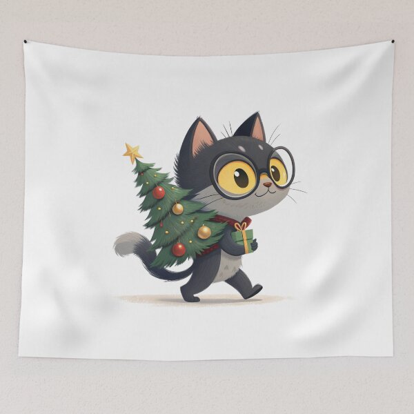 Item preview, Christmas Tree Snowcat – Cute Holiday Cat by Vivo Studio designed and sold by VivoStudio.