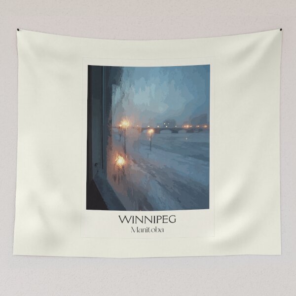Item preview, Winnipeg Manitoba Cityscape | Moody Urban Night Art Print designed and sold by TuncGK.