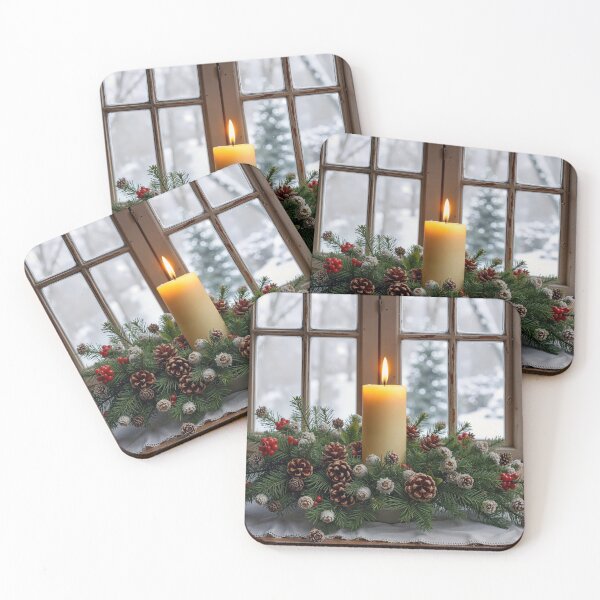 Item preview, Centerpiece Christmas Candle Glowing in a Winter Window designed and sold by Maria Dryfhout.