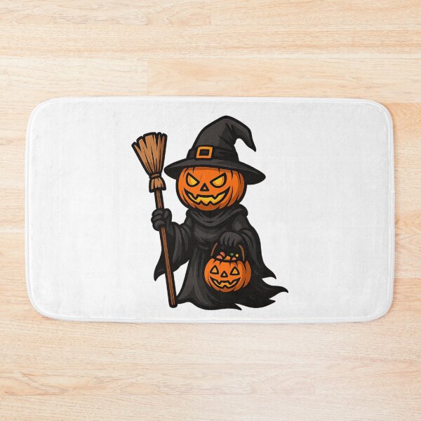 Item preview, Pumpkin-Head Witch With Broom  Creepy Halloween Cartoon designed and sold by hadley-gilbert.