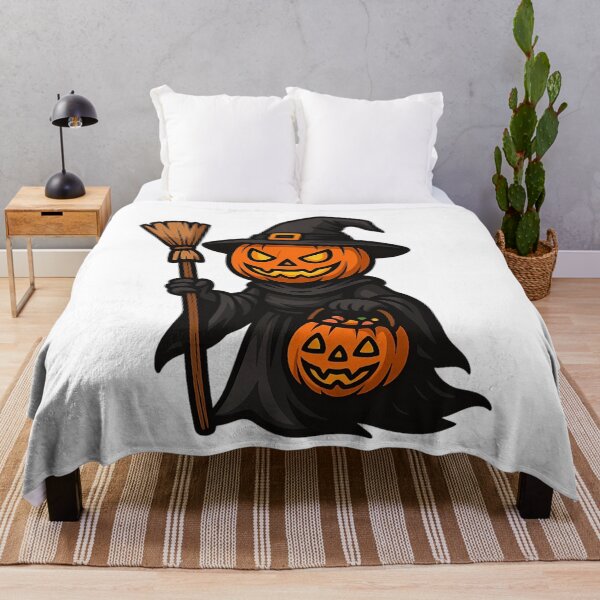 Item preview, Pumpkin-Head Witch With Broom  Creepy Halloween Cartoon designed and sold by hadley-gilbert.
