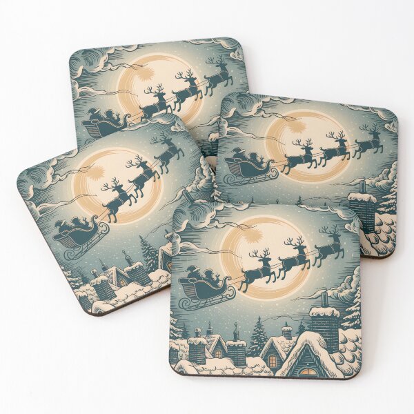 Item preview, Vintage Christmas Santa Moon Flight designed and sold by JessArty ⭐⭐⭐⭐⭐.