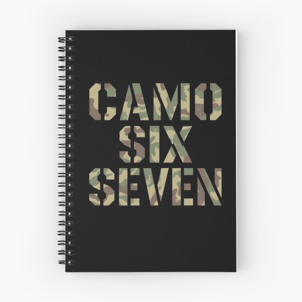 Item preview, Camo Six Seven – bold text design with camouflage fill in wide block lettering designed and sold by SaritaVerseArt.