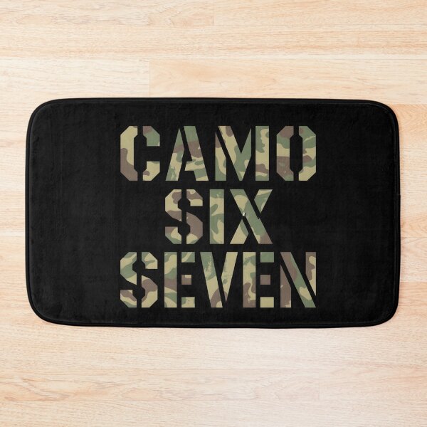 Item preview, Camo Six Seven – bold text design with camouflage fill in wide block lettering designed and sold by SaritaVerseArt.