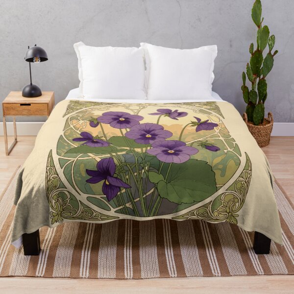 Item preview, Viola Flowers February Birthday Art Nouveau Style designed and sold by taiche.