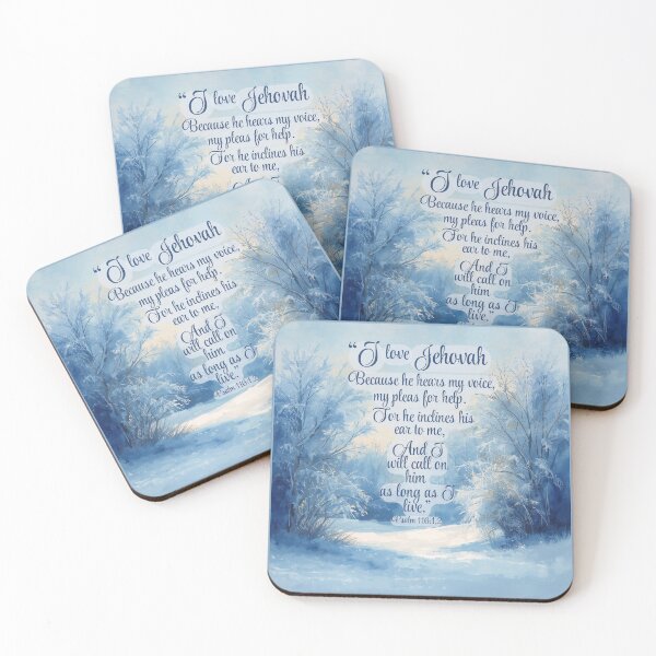 Item preview, JW Snow Scene- Bible Quote- I Love Jehovah Soft Blue designed and sold by Janna Perry Designs.