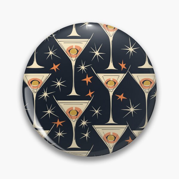 Item preview, Martini Glasses and Atomic Bursts in Navy & Peach – Starburst & Stir designed and sold by The Print Parlor.