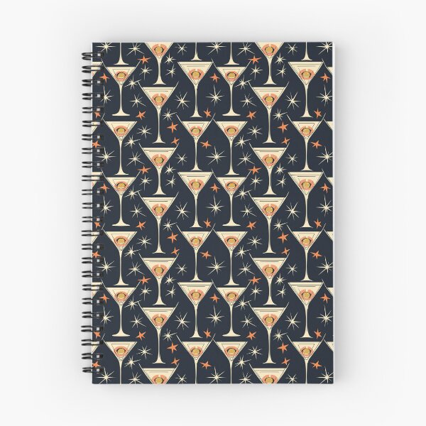 Item preview, Martini Glasses and Atomic Bursts in Navy & Peach – Starburst & Stir designed and sold by The Print Parlor.