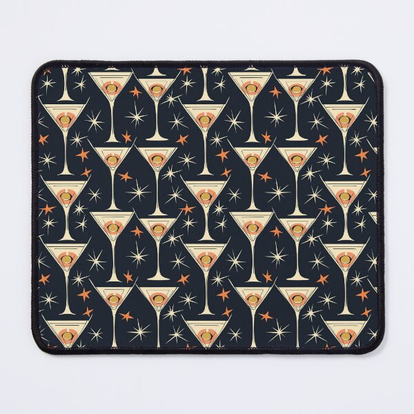 Item preview, Martini Glasses and Atomic Bursts in Navy & Peach – Starburst & Stir designed and sold by The Print Parlor.