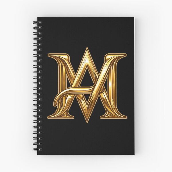 Item preview, AM Monogram – Elegant Golden Yellow Initials on Transparent designed and sold by GuffyGlowVault.