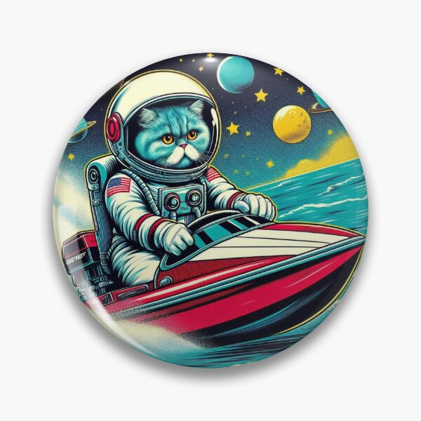 Item preview, cute cat speedboat riding at space designed and sold by Dogandesighn.