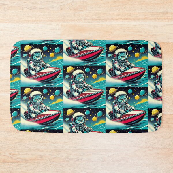 Item preview, cute cat speedboat riding at space designed and sold by Dogandesighn.