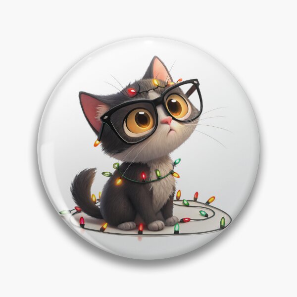 Item preview, Snowcat Tangled in Lights – Cute Christmas Cat by Vivo Studio designed and sold by VivoStudio.