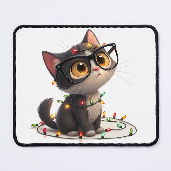 Item preview, Snowcat Tangled in Lights – Cute Christmas Cat by Vivo Studio designed and sold by VivoStudio.