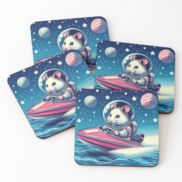 Item preview, cute hamster speed boat riding at space designed and sold by Dogandesighn.