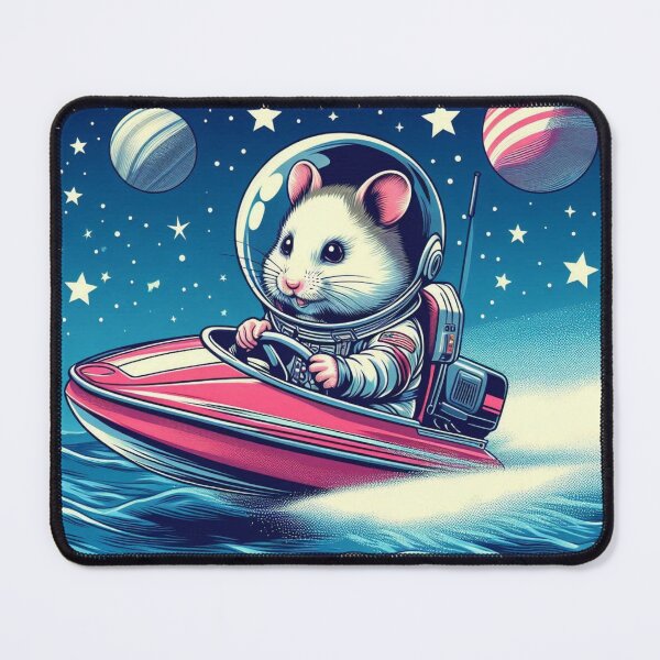 Item preview, cute hamster speed boat riding at space designed and sold by Dogandesighn.