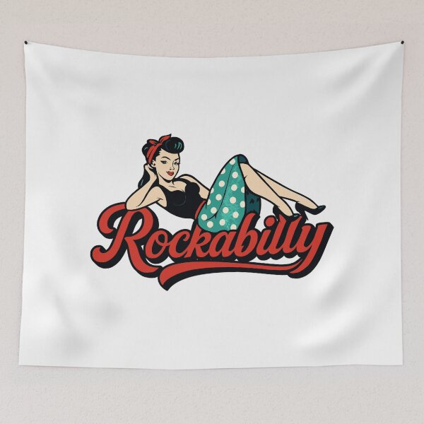 Item preview, Rockabilly woman 50s lying down, petticoat, gift designed and sold by Pineapple-Tree.