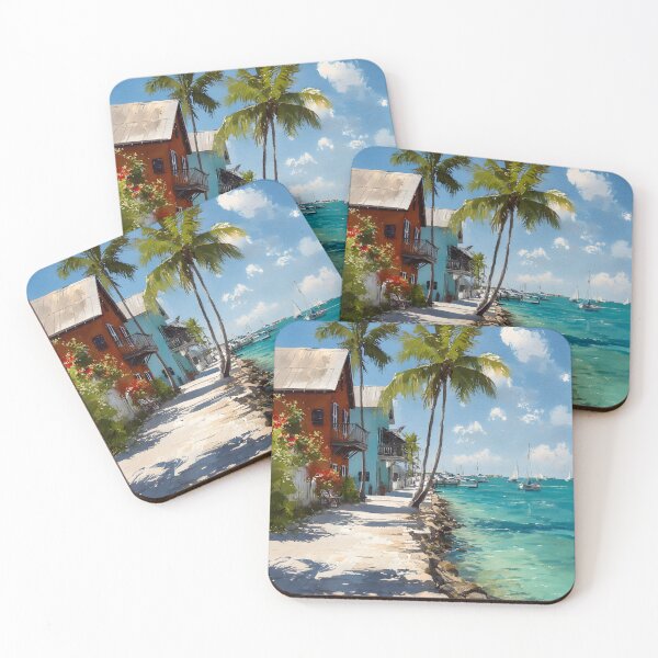 Item preview, Sunshine Key West, Vibrant Pastel Houses and Ocean Pathway designed and sold by daila70.