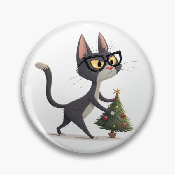 Item preview, Grumpy Christmas Cat with Tree – Funny Holiday Art by Vivo Studio designed and sold by VivoStudio.