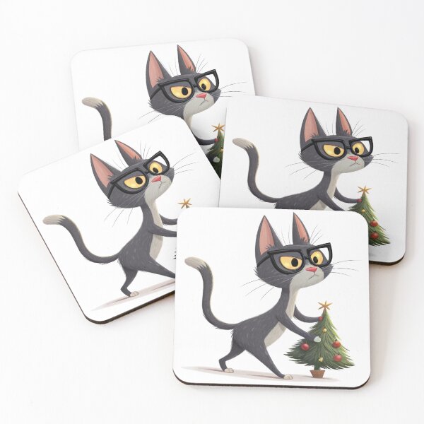 Item preview, Grumpy Christmas Cat with Tree – Funny Holiday Art by Vivo Studio designed and sold by VivoStudio.