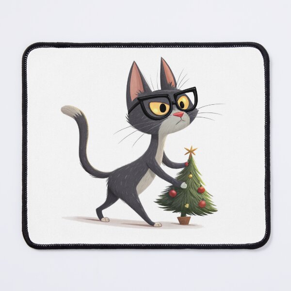 Item preview, Grumpy Christmas Cat with Tree – Funny Holiday Art by Vivo Studio designed and sold by VivoStudio.