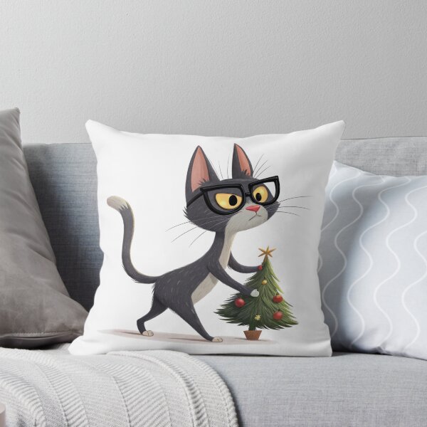 Item preview, Grumpy Christmas Cat with Tree – Funny Holiday Art by Vivo Studio designed and sold by VivoStudio.
