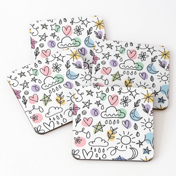 Item preview, Cute kawaii doodle seamless pattern – pastel rainbow magic designed and sold by Oximus.