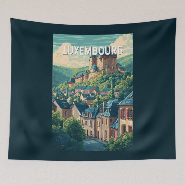 Item preview, Luxembourg Illustration Travel Art Vintage designed and sold by KrisSidDesigns.