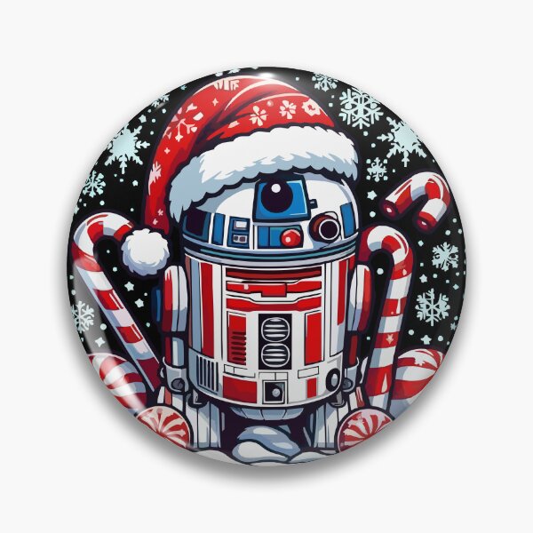 Item preview, Festive Chibi Robot with Santa Hat and Snowy Holiday Decorations designed and sold by T-Chou.