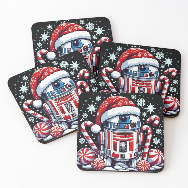 Item preview, Festive Chibi Robot with Santa Hat and Snowy Holiday Decorations designed and sold by T-Chou.