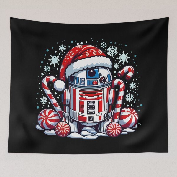 Item preview, Festive Chibi Robot with Santa Hat and Snowy Holiday Decorations designed and sold by T-Chou.