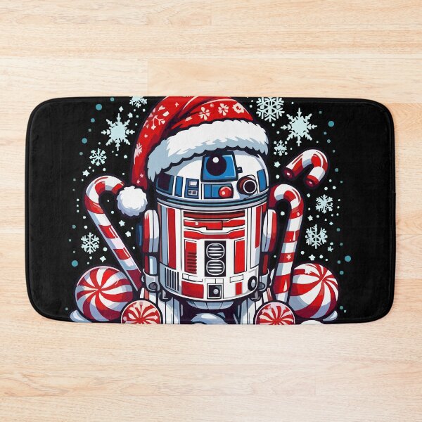 Item preview, Festive Chibi Robot with Santa Hat and Snowy Holiday Decorations designed and sold by T-Chou.