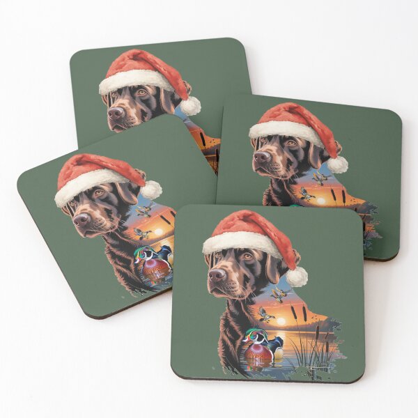 Item preview, Chocolate Labrador Santa and Wood Ducks designed and sold by LifeCrush.