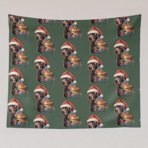 Item preview, Chocolate Labrador Santa and Wood Ducks designed and sold by LifeCrush.