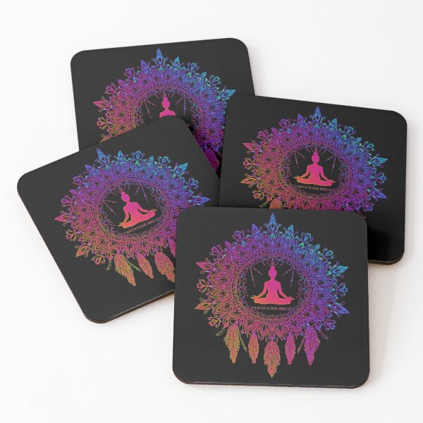Item preview, Mandala dreamcatcher with yogi silhouette in lotus pose at the center, Catch Your Breath 8 designed and sold by Neon G.