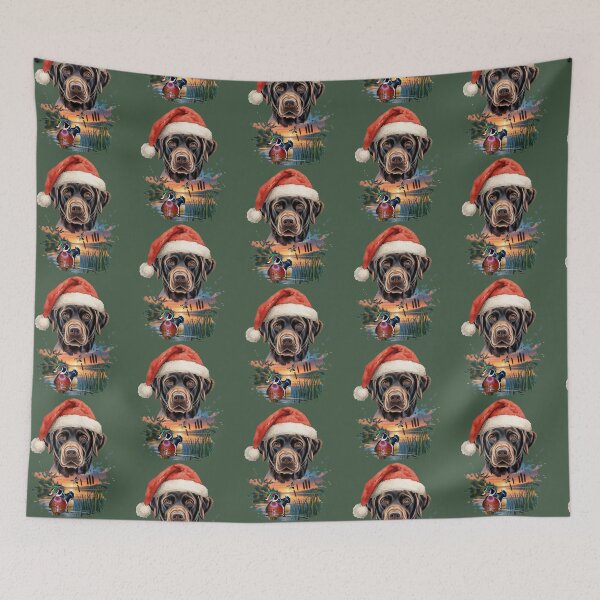 Item preview, Christmas Labrador Santa and Wood Ducks designed and sold by LifeCrush.