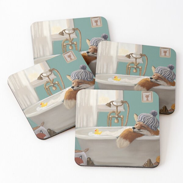 Item preview, Cozy Fox in Bathtub Illustration – Cute Animal Art, Relaxing Bathroom Scene, Whimsical Woodland Decor designed and sold by jassoart.