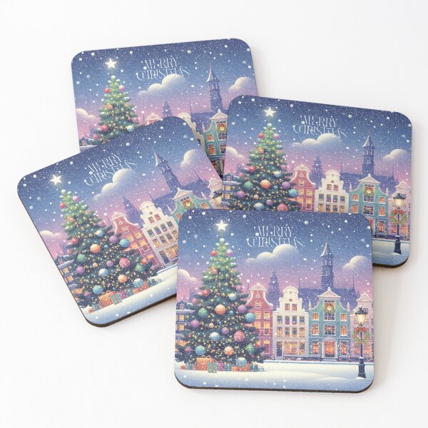 Item preview, Magical Amsterdam in the Snow – Dutch Christmas City Scene with Canals and Tree Lights designed and sold by Sugar Wisdom .