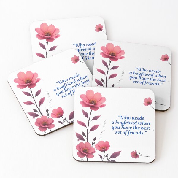 Item preview, "Who Needs a Boyfriend" Best Friends Quote with Pink Flowers, Best Set of Friends Motivational Quote and Floral Art designed and sold by GDbanners.