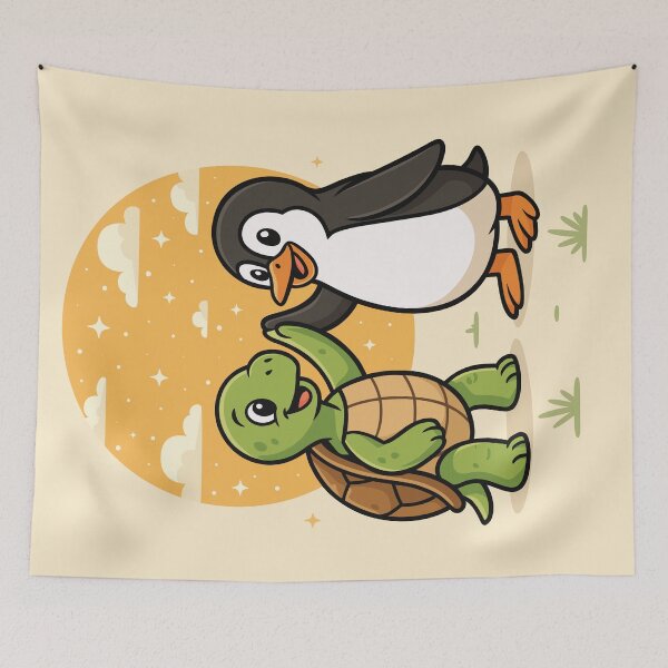 Item preview, Animal Adventure Friends – Cute Turtle & Penguin Friendship Shirt designed and sold by FinlayMcNevin.