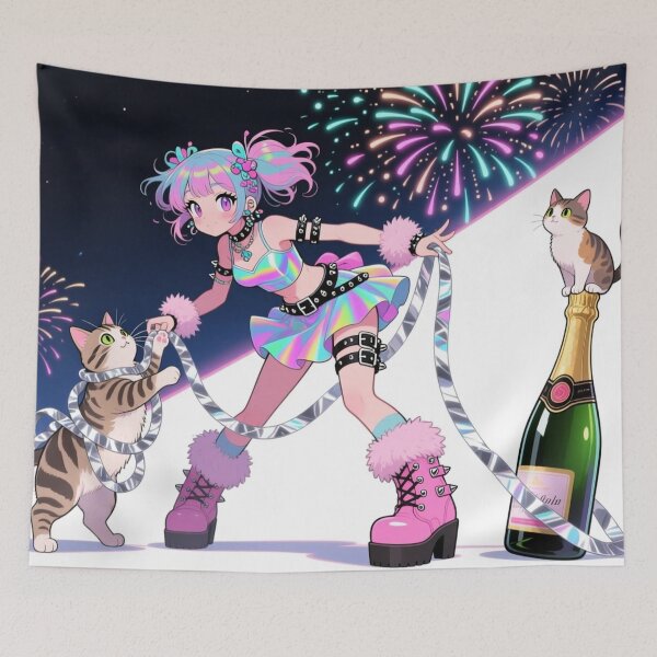 Item preview, Fiesta de Nochevieja de Neko designed and sold by Talpha.